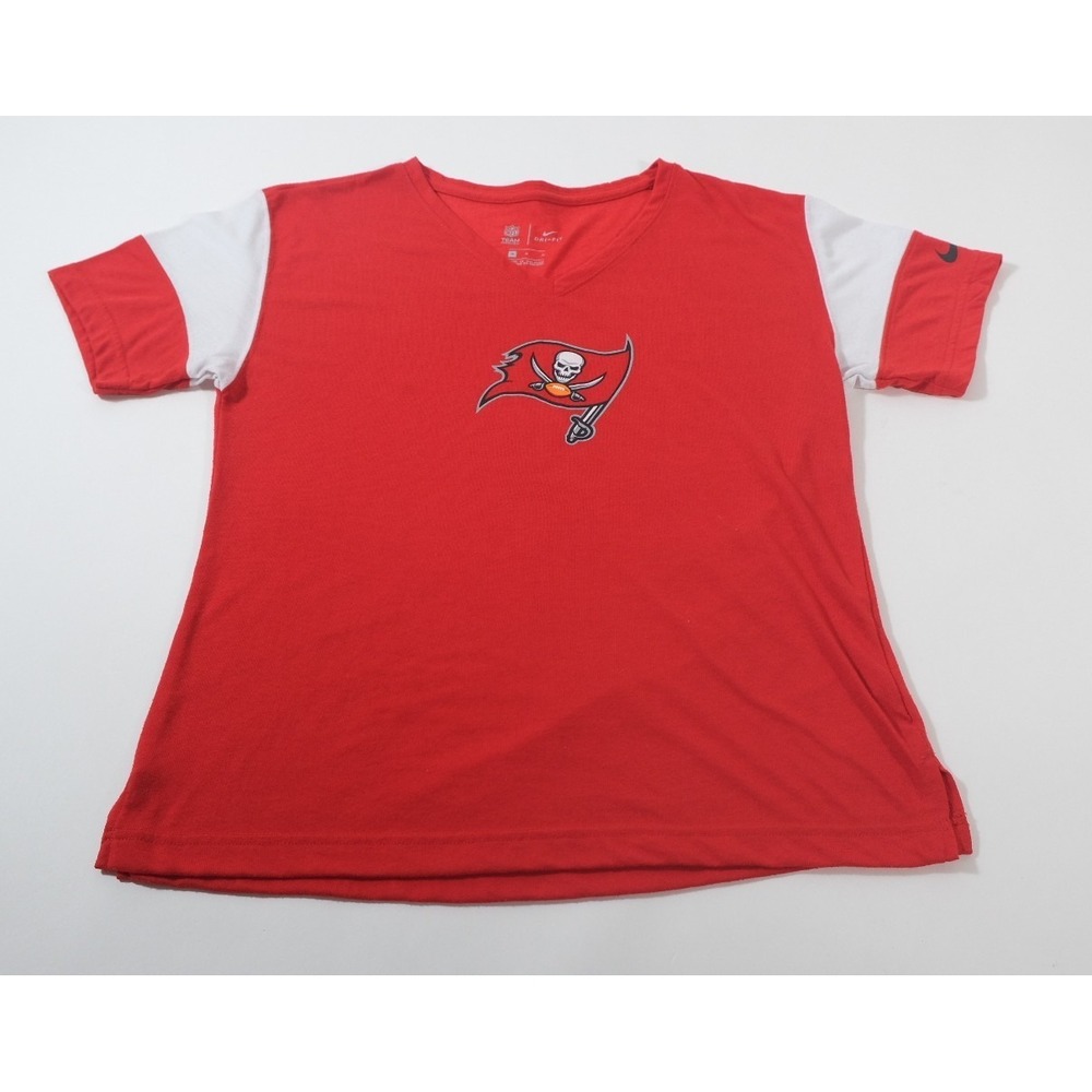 Nike Shirt Womens M Red Tampa Bay Buccaneers Dri-FIT V-Neck Short Sleeve NFL Tee